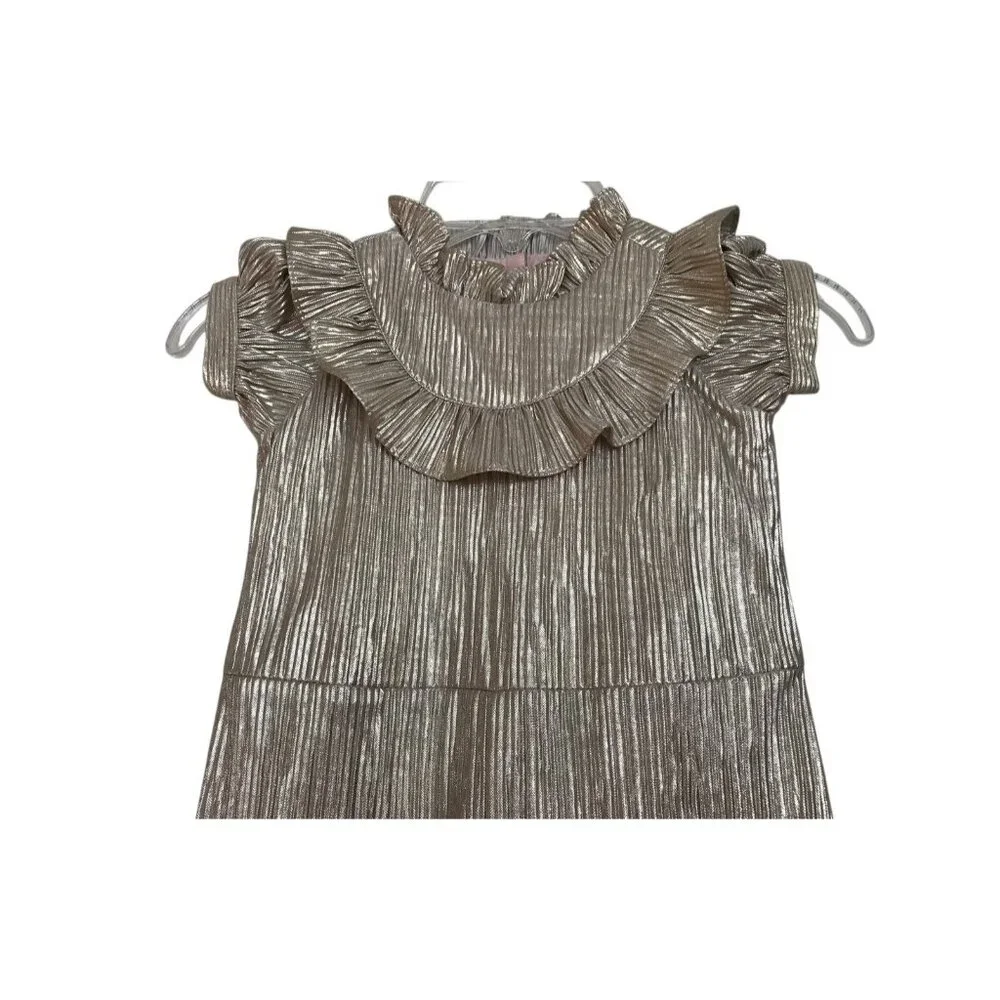 Janie And Jack Girls Baby Size 18-24‎ Months Gold Romper Ruffle Short Sleeve
